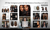 20 Instagram Post Templates | Hair Business Branding Package | Canva Editable | DIY| Hair IG Content| Social Media Posts | Hair Boutique |