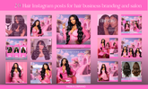 20 Instagram Post Templates | Hair Business Branding Package | Canva Editable | DIY| Hair IG Content| Social Media Posts | Hair Boutique | (Copy)